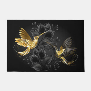 Black and Gold Hummingbird Doormat