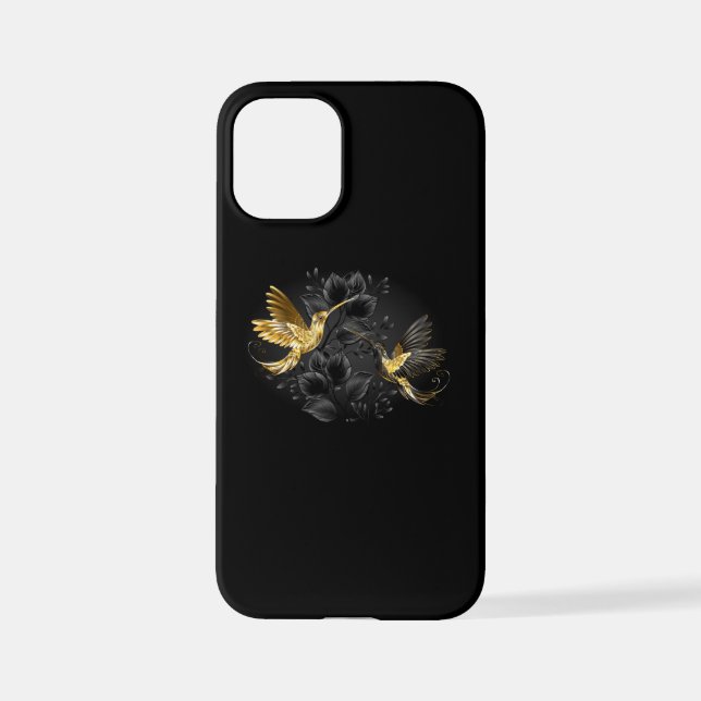 Black and Gold Hummingbird iPhone Case (Back)
