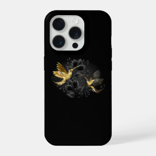 Black and Gold Hummingbird iPhone 15 Pro Case
