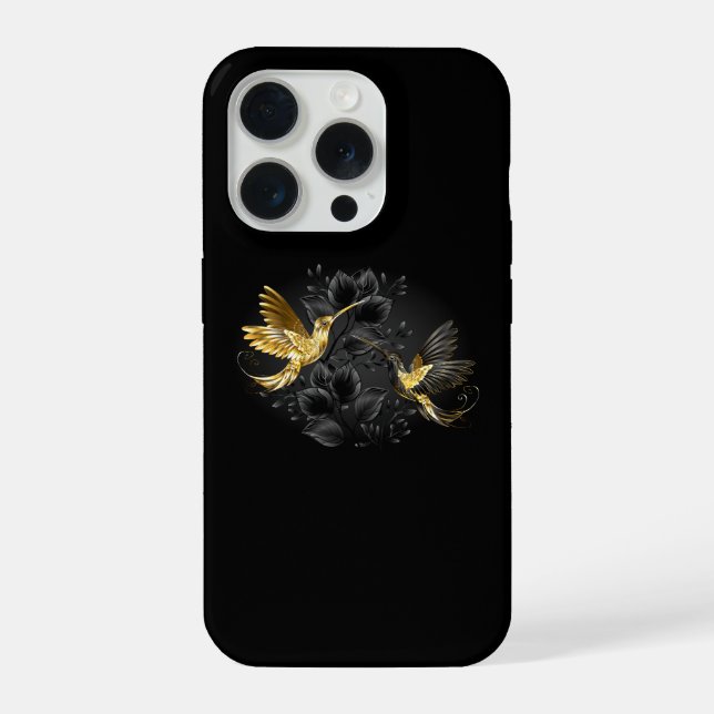Black and Gold Hummingbird iPhone Case (Back)