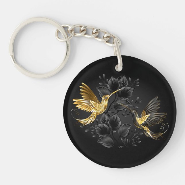 Black and Gold Hummingbird Keychain (Front)