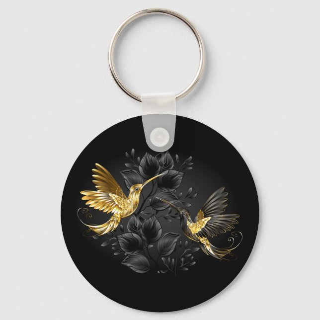 Black and Gold Hummingbird Keychain (Front)