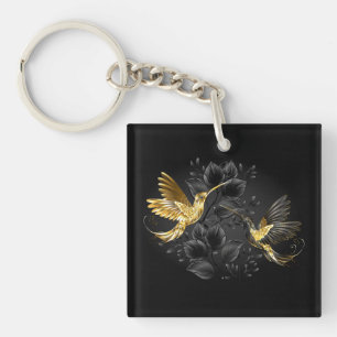 Black and Gold Hummingbird Keychain