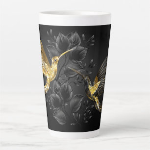 Black and Gold Hummingbird Latte Mug