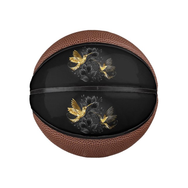 Black and Gold Hummingbird Mini Basketball (Front)