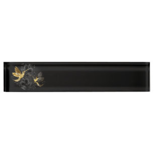 Black and Gold Hummingbird Nameplate