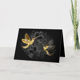 Black and Gold Hummingbird Note Card