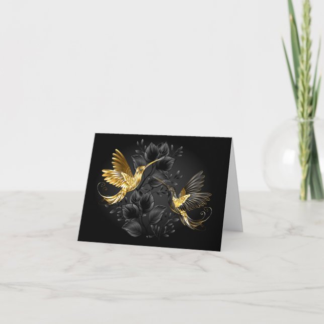 Black and Gold Hummingbird Note Card (Front)