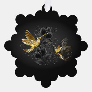 Black and Gold Hummingbird Ornament Card