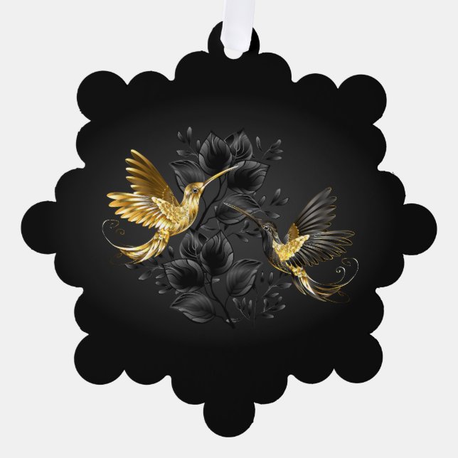 Black and Gold Hummingbird Ornament Card (Front)