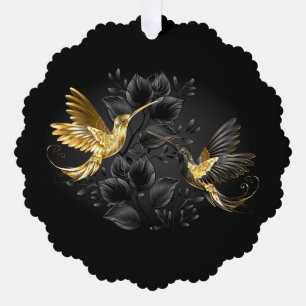 Black and Gold Hummingbird Ornament Card