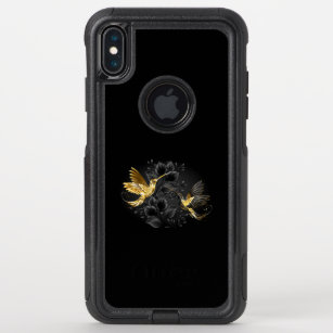 Black and Gold Hummingbird OtterBox Commuter iPhone XS Max Case