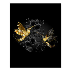 Black and Gold Hummingbird Poster