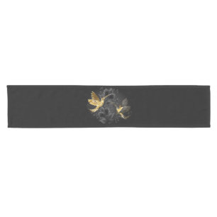 Black and Gold Hummingbird Short Table Runner