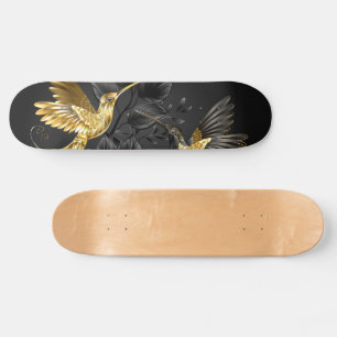 Black and Gold Hummingbird Skateboard