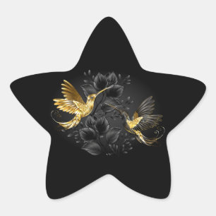 Black and Gold Hummingbird Star Sticker