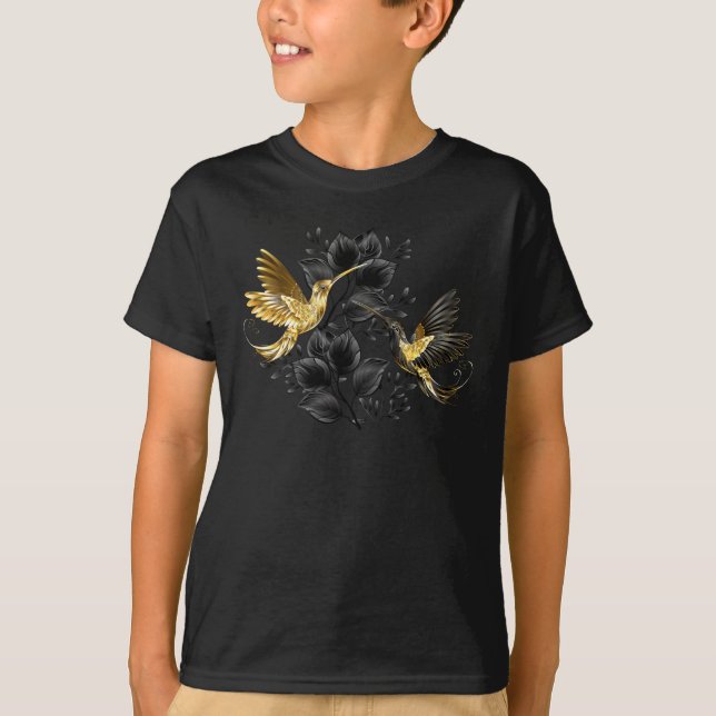 Black and Gold Hummingbird T-Shirt (Front)