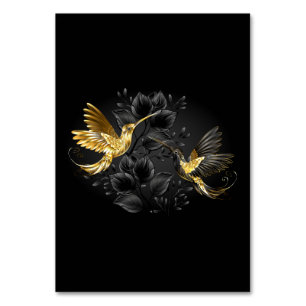 Black and Gold Hummingbird Table Number