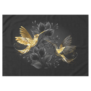Black and Gold Hummingbird Tablecloth