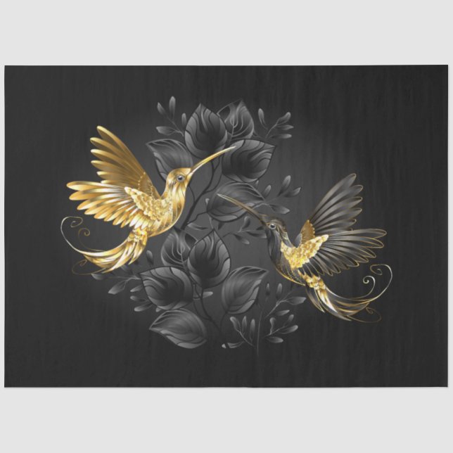 Black and Gold Hummingbird Tissue Paper (Front)