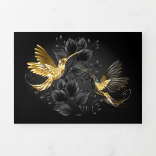 Black and Gold Hummingbird Tri-Fold Card
