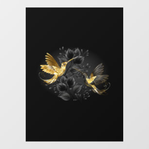 Black and Gold Hummingbird Window Cling