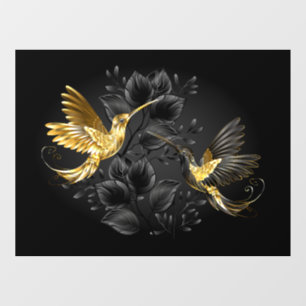 Black and Gold Hummingbird Window Cling