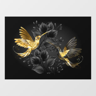 Black and Gold Hummingbird Window Cling