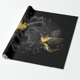 Black and Gold Hummingbird Wrapping Paper