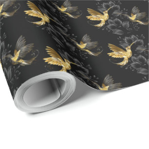 Black and Gold Hummingbird Wrapping Paper