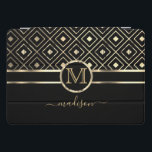 Black and Gold in a Geometric Pattern  iPad Pro Cover<br><div class="desc">iPad Case / Cover ready for you to personalize with your monogram and name. ⭐This Product is 100% Customizable. Graphics and text can be deleted, moved, resized, changed around, rotated, etc... ⭐99% of my designs in my store are done in layers. This makes it easy for you to resize and...</div>