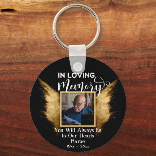 Black And Gold In Loving Memory Custom Photo Keychain