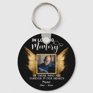 Black And Gold In Loving Memory Custom Photo Keychain