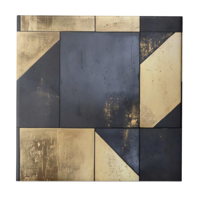 Black and Gold Industrial Pattern Tile (Front)