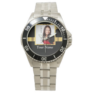 Black and gold instagram template watch