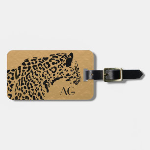 Black and Gold Jaguar Monogram Luggage Tag