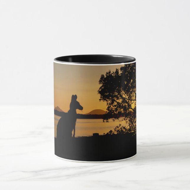 Black and gold kangaroo silhouette sunset mug (Center)