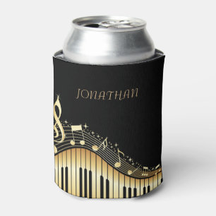 Black And Gold Keyboard With Musical Notes Can Cooler