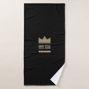 Black and Gold King Crown Bath Towel