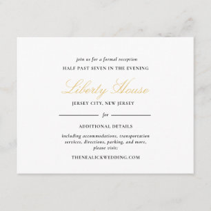 Black and Gold Lace Elegant Script Reception Enclosure Card