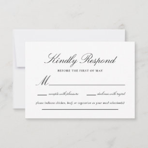 Black and Gold Lace Elegant Script Wedding RSVP Card