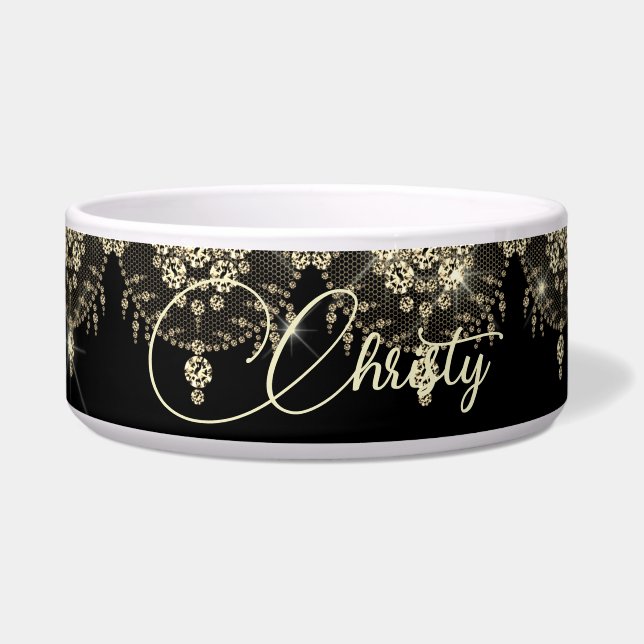 Black and gold lace elegant sparkle   mug (Front)