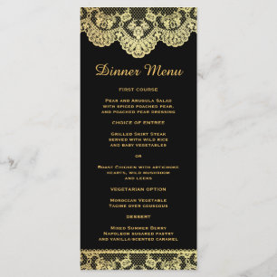 Black and Gold Lace Slim Dinner Menu