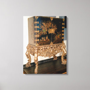 Black and gold lacquer cabinet canvas print