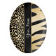 Black and Gold Leopard and Zebra Pattern Porcelain Serving Platter (Front Vertical)