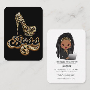 Black and Gold Leopard Boss Lady Business Card