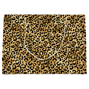 Black and Gold Leopard Print Cheetah Animal Print Large Gift Bag