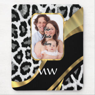 Black and gold leopard print mouse pad