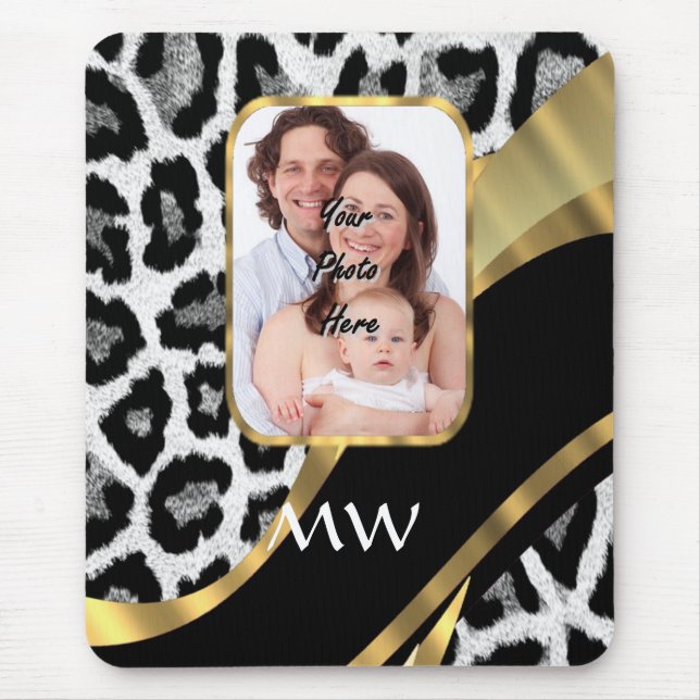 Black and gold leopard print mouse pad (Front)
