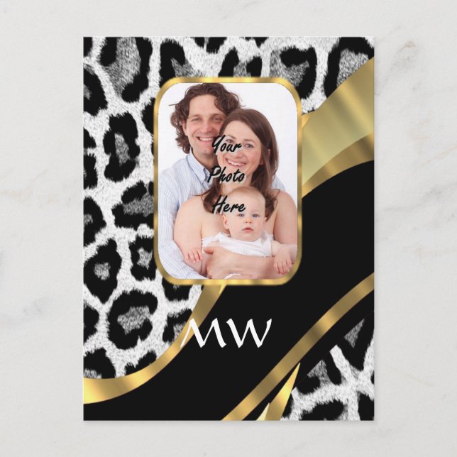 Black and gold leopard print postcard (Front)